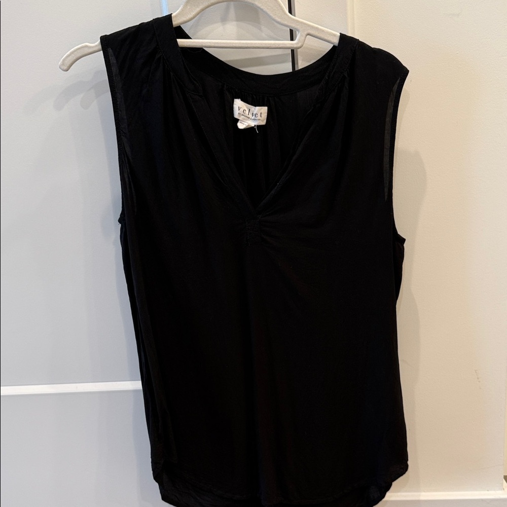 Velvet Classic Black Sleeveless Blouse